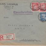 DR - 2x10+20 Pfg. Rheinland Einschreibebrief Frankfurt a/M - Leipzig 1925