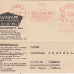 DR - Berlin 1935 6 Pfg. AFS "Windler AG" Firmenkarte n. Kirchen