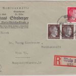 DR - Wels 26.3.45 Handwerbestempel Einschreibebrief n. Wien
