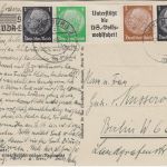 DR - Hindenburg Einheitgeberstreifen Willrichkarte Hamburg - Berlin 1940