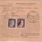 DR - Neu-Burlage ü. Stickhausen-Velde Landpost-Ra2 Wertpaketkarte 1944
