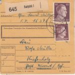 DR - 60+15 Pfg. AH Paketkarte Bialystok Fp.Nr. 16372 - 25.10.43