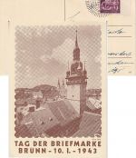 B&M - Brünn 1943 Tag der Briefmarke Sonderkarte m. SST n. Berlin