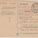 All.Bes. Göttingen 2 (Gr. Paschleben SBZ !) 27.4.46 Kriegsgefangenenkarte n. USA