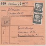 BRD - Altenmuhr ü. Gunzenhausen Poststelle I Paketkarte n. Remstädt 1963