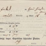 Bayern - Ellingen Schreib-L1 Fahrpost-Aufgabeschein/Wertsendung n. München 1849