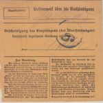 Bayern - 2x75 Pfg. Ludwig/Volksstaat Paketkarte Pappenheim - Nürnberg 1920