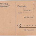 All.Bes. - Dettenheim ü. Treuchtlingen Landpost-L2 Karte Gebühr bezahlt Ra1 1946