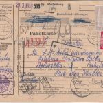 Bizone - 2 M. Bauten u.a. Paketkarte n. BELGIEN Weißenburg - Brüssel 1953