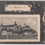Bayern - Neuburg a/D. Schloss (Kaserne) milit. sw-Passepartout-AK gelaufen 1916