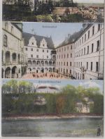 Bayern - Neuburg a/D. Schloss etc. farb. Mehrbild-AK gelaufen/Feldpost 1915