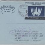 New Hebrides - 15 FHN/35 C. Aerogramme Zuleitung LH-Erstflug n. Melborune 1978