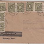 All.Bes./Währungsreform - 8x30 Pfg. Ziffer Firmenbrief Warburg 23.6.48-6
