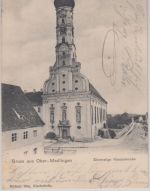 Bayern - Ober-Medlingen Ehemalige Klosterkirche sw-AK gelaufen 1904
