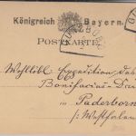 Bayern - Günzburg 5/2 HKS 5 Pfg. Ganzsache n. Paderborn 1883