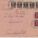 Bayern - 5x3 Pfg. Ludwig/Volksstaat u.a. Einschreibebrief Ichenhausen - FFM 1919
