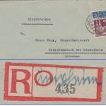 Bizone - Leipheim 1949 Einschreibebrief n. Unterkammlach Aushilfs-R-Zettel
