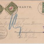 Bayern - 5 Pfg. Wappen AK Bahnhof Bobingen i.d. SCHWEIZ 1901 - 15 Rp. Nachporto
