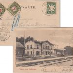 Bayern - 5 Pfg. Wappen AK Bahnhof Bobingen i.d. SCHWEIZ 1901 - 15 Rp. Nachporto