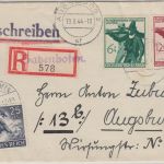 DR - Batzenhofen 1944 Einschreibebrief n. Augsburg - Aushilfs-R-Zettel