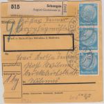 DR - 3x20 u.a. Hindenburg Paketkarte Schongau - Mellrichstadt 1941