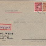 All.Bes. - Lechbruck 1946 Einschreibebrief n. München - Aushilfs-R-Zettel