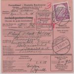 BRD - 40 Pfg. Heuss I Postanweisung n. ÖSTERREICH Buchloe - Innsbruck 1955