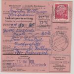 BRD - 2x20 Pfg. Heuss I Postanweisung n. ÖSTERREICH Türkheim a.d.W. 1955