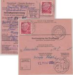 BRD - 2x20 Pfg. Heuss I Postanweisung n. ÖSTERREICH Türkheim a.d.W. 1955