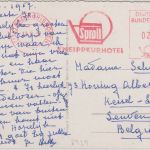 BRD - Bad Wörishofen 20 Pfg. AFS "Sproll Kneippkurhotel" Karte n. BELGIEN 1957