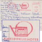 BRD - Bad Wörishofen 20 Pfg. AFS "Sproll Kneippkurhotel" Karte n. BELGIEN 1957