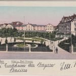 Bayern - Bad Wörishofen Hotel u. Bad Kreuzer farb. AK gelaufen 1904
