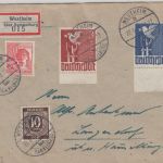 All.Bes./Währungsreform - 5 M. Taube u.a. Einschreibebrief Westheim 22.6.48