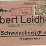 All.Bes. - 2x30+24 Pfg. Ziffer Einschreibebrief Ottobeuren - Schweinsburg 1947