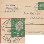 BRD - (13b) Ottobeuren ü. Memmingen Poststelle I 10 Pfg. Ganzsache n. Celle 1959
