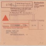 BRD - Memmingen 1976 Selbstbucher Nachnahme-Paketkarte n. Traisen