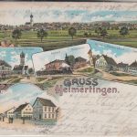 Bayern - Heimertingen Bahnhof Bäckerei Brauerei Mehrbild-Farblitho gelaufen 1908