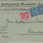 Bayern - 2x20+10 Pfg. Staatswappen Zustellurkunde Monheim - Weissenburg 1917