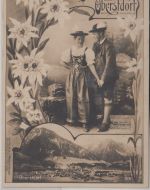 Bayern - Oberstdorf Ortsansicht Trachtenpaar sw-Foto-AK gelaufen/Feldpost 1918