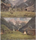 Bayern - Einödsbach, Spielmannsau, Birgsau, Schwand 4 farb. Künstler-AK 1913