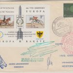 BRD - 10 Pfg. Europa Drucksache SST Aachen Springreiter-EM Raketenpost 1961