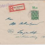 Bizone - 84 Pfg. Arbeiter/Netz Platte/Oberrand Einschreibebrief Bamberg 21.8.48