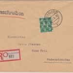 Bizone - 84 Pfg Ziffer/Netz Einschreibebrief Mindelheim - Ruderatshofen 11.8.48