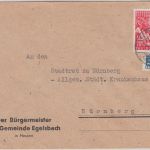 BRD - 20 Pfg. Bundestag + Notopfer Brief Egelsbach - Nürnberg 1949