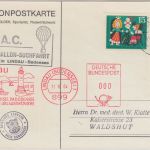 BRD - Esseratsweiler 1964 Ballonpostkarte BWAC 8. Freiballon-Suchfahrt