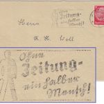 DR - "Ohne Zeitung ein halber Mensch!" Masch.werbestempel Brief Potsdam 1936