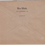 Bizone - Die Welt Überparteiliche Zeitung 24 Pfg. AFS Brief Hamburg München 1946