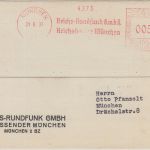 DR - Reichs-Rundfunk GmbH Reichssender München 5 Pfg. AFS Ortskarte 1937
