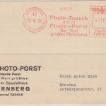DR - Photo-Tausch Photo-Porst 6 Pfg. AFS Karte Nürnberg - München 1939