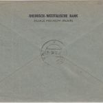 BRD - Rheinisch-Westfälische Bank 10+70 Pfg. AFS Einschreibebrief Mülheim 1950